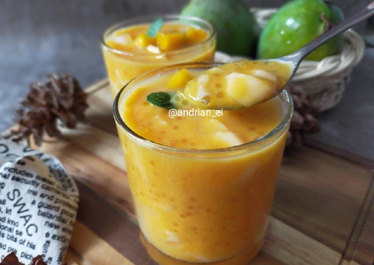 Recipe: Yummy Creamy Mango Sagoo with Fiber Creme
