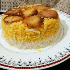 A picture of Persian Rice with Potato Tahdig.