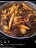 Carne de res con mango, papas y cebolla