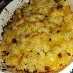 A picture of Baked macaroni and cheese.