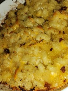 A picture of Baked macaroni and cheese.