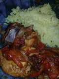 Salteado de pollo y morrones