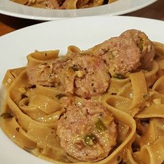A picture of Sausage Picatta Pasta.