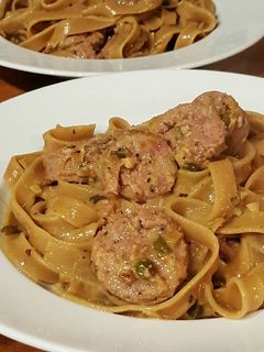 A picture of Sausage Picatta Pasta.