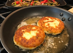 A picture of Leftover Mashed Potato Croquettes with Cheese & Green Onions.