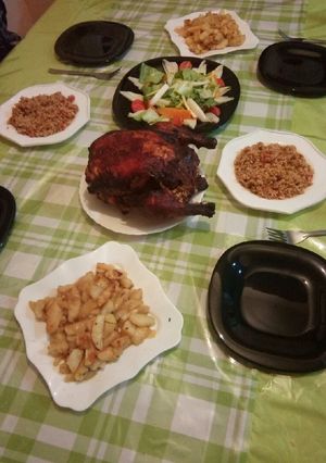 صورة لوصفة دجاج محمر بالارز والبطاطا