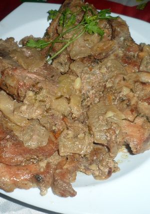 Una foto de Costeleta de cerdo con manzana