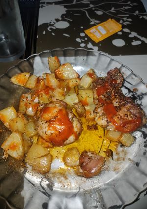 Una foto de Contramuslo de Pollo con Patatas en Freidora de Aire