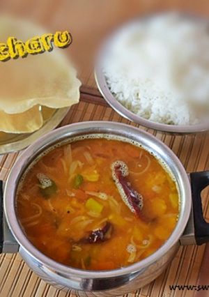 A picture of Pappu Charu (pressure cooker method).