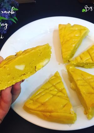 Hình của món Bánh đậu xanh bí đỏ mix phomai nướng.