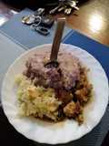 #themechallenge arrow roots, beans and maize mukimo served beef