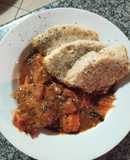 Chicken Curry with Sweet Potatoes and Homemade Dombolo without yeast