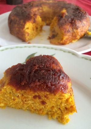 Una foto de Dos en uno: budín/flan de calabaza