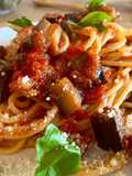 Padlizsános spagetti