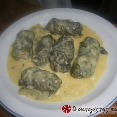A picture of Lettuce Dolmades with egg-lemon sauce (avgolemono).