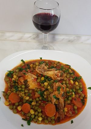 O poză a rețetei Mazăre cu carne de pui.