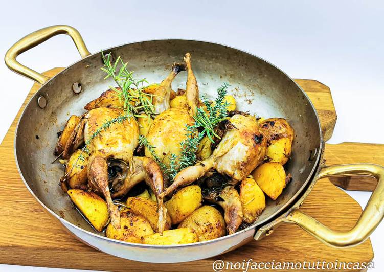 Recetta di Fatto in casa super veloce Quaglie al Forno con Patate e Nduja