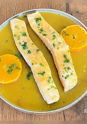 A picture of Salmon with Orange Sauce.