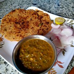 Sindhi sai bhaji spinach with veggies and Bengal gram Dal A picture of Sindhi sai bhaji spinach with veggies and Bengal gram Dal.