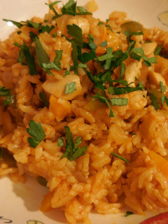 A picture of Japanese Style Ketchup Chicken Rice.
