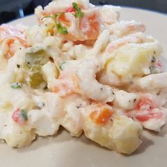 A picture of Light Russian salad with prawns.