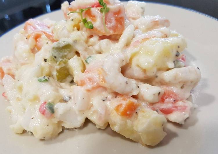 Easiest Way to Prepare Super Quick Homemade Light Russian salad with prawns