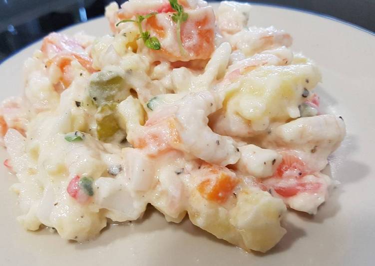 Steps to Prepare Ultimate Light Russian salad with prawns