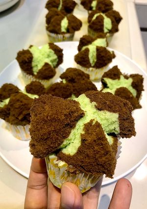 Foto resep Bolu Kukus Mekar Coklat Pandan