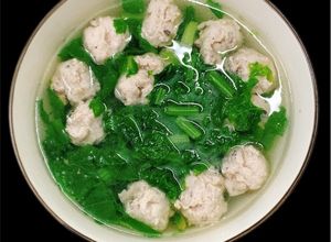 Hình của món Canh cải xanh nấu mọc (giò sống).