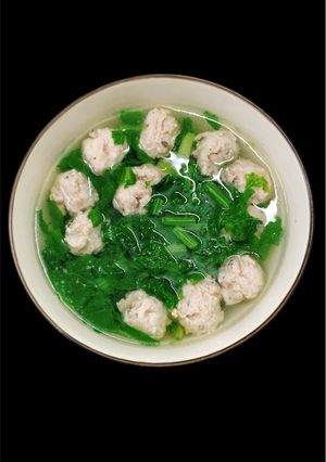 Hình của món Canh cải xanh nấu mọc (giò sống).