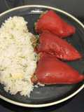 Pimientos del piquillo rellenos de carne al horno