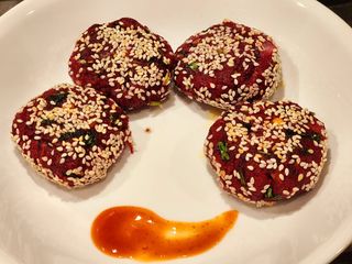 Beetroot Tikki or Patties with Sesame Seeds