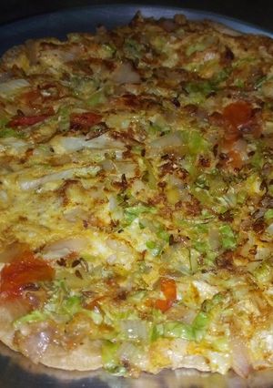 A picture of Roti egg paratha with veggies.