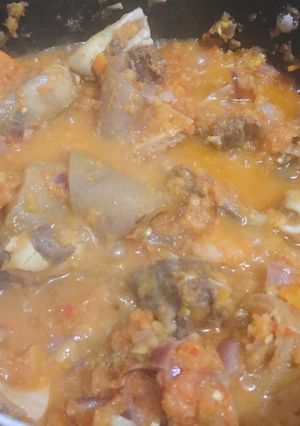 A picture of Roughly blended vegetable sauce.