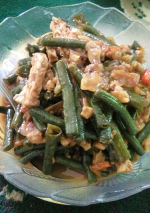 Foto resep Tumis kacang panjang + tempe simple