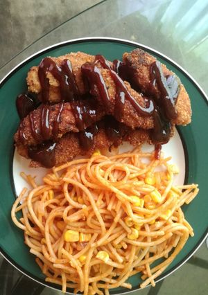 Una foto de Fajitas de pollo con BBQ