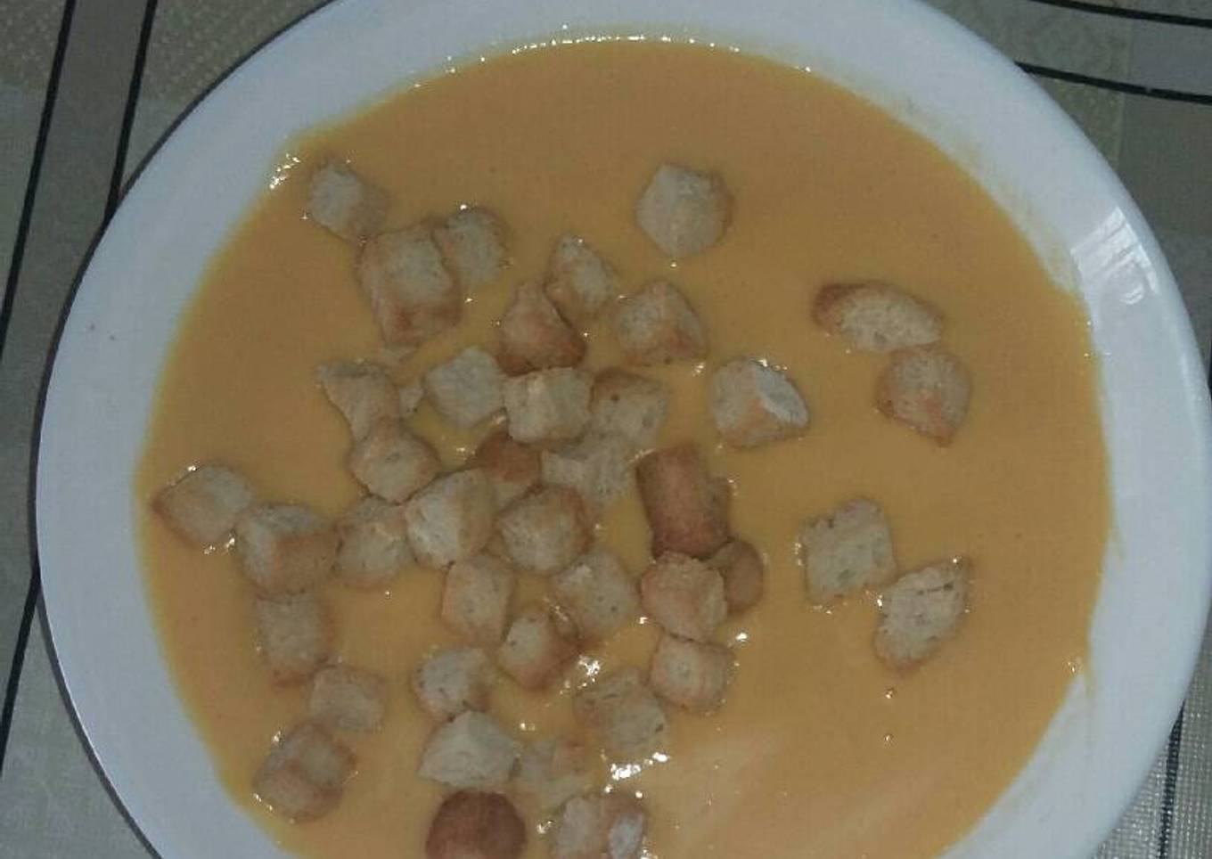 Crema de calabaza y costrones