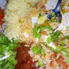 A picture of Vegetable Rice and Stew and Letus.