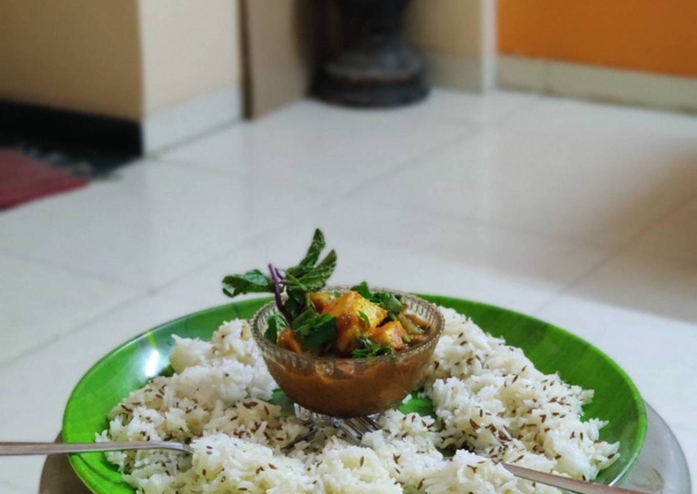 Butter Rice in veggie minty gravy