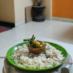 A picture of Butter Rice in veggie minty gravy.