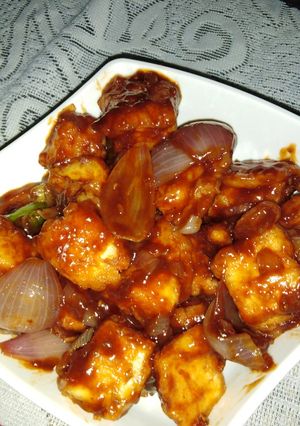 A picture of Indo Chinese CHILLI PANEER.