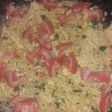Fideos con huevos revueltos y perejil