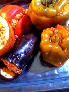 عکسی از دستور شکم پره دلمه بادمجون سیب زمینی گوجه😍😋