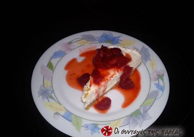 κύρια φωτογραφία συνταγής Cheese cake με καραμελωμένες φράουλες Παρλιάρου