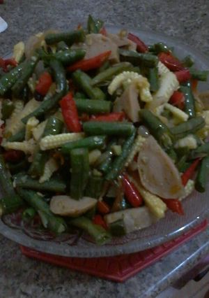 Foto resep Tumis kacang panjang+putren+bakso