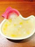 Baby Food: Oatmeal and Red Lentil Porridge with Golden Needle Flowers and Mushrooms