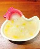 Baby Food: Oatmeal and Red Lentil Porridge with Golden Needle Flowers and Mushrooms