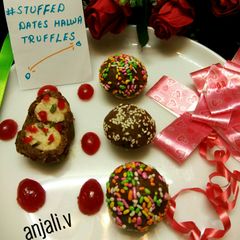 A picture of Stuffed Dates  Halwa Truffles.