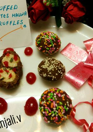 A picture of Stuffed Dates  Halwa Truffles.
