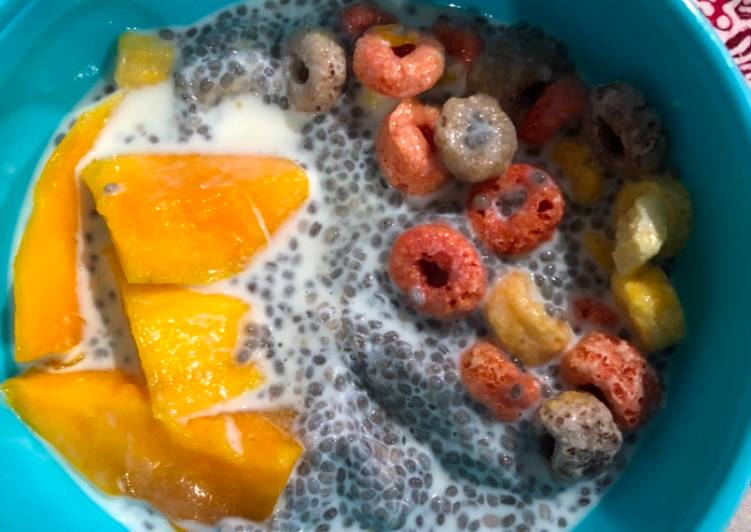 Resep Pudding chia with mango&amp; cereal yang Sempurna